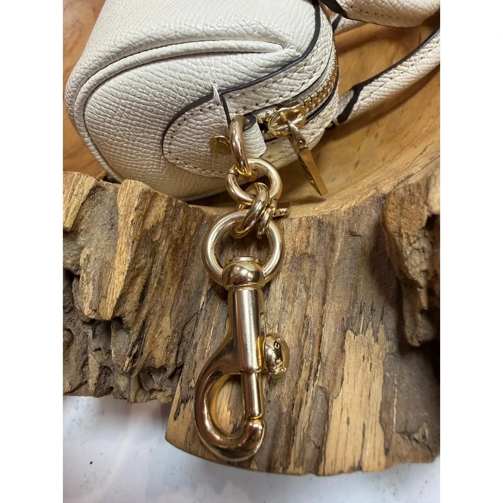 Coach Micro Rowan White Pebbled Leather Mini Satchel Bag Charm CU279 Gold